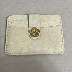 Off white Ostrich Leather Card Holder